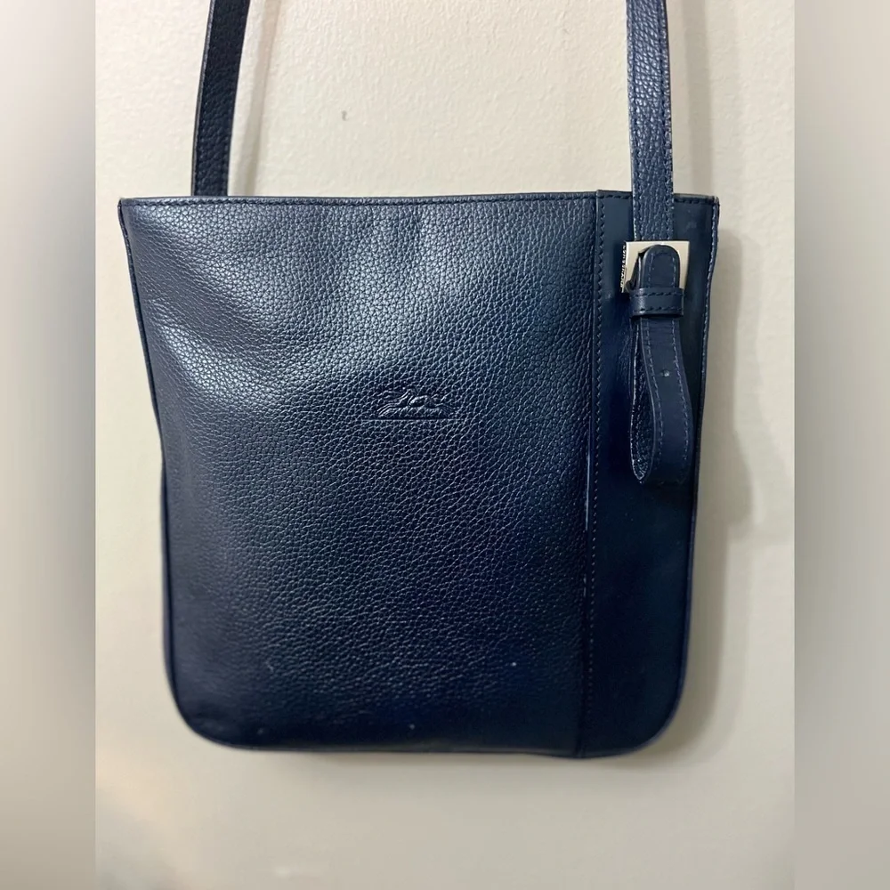 Longchamp Dark Leather Messenger Bag
